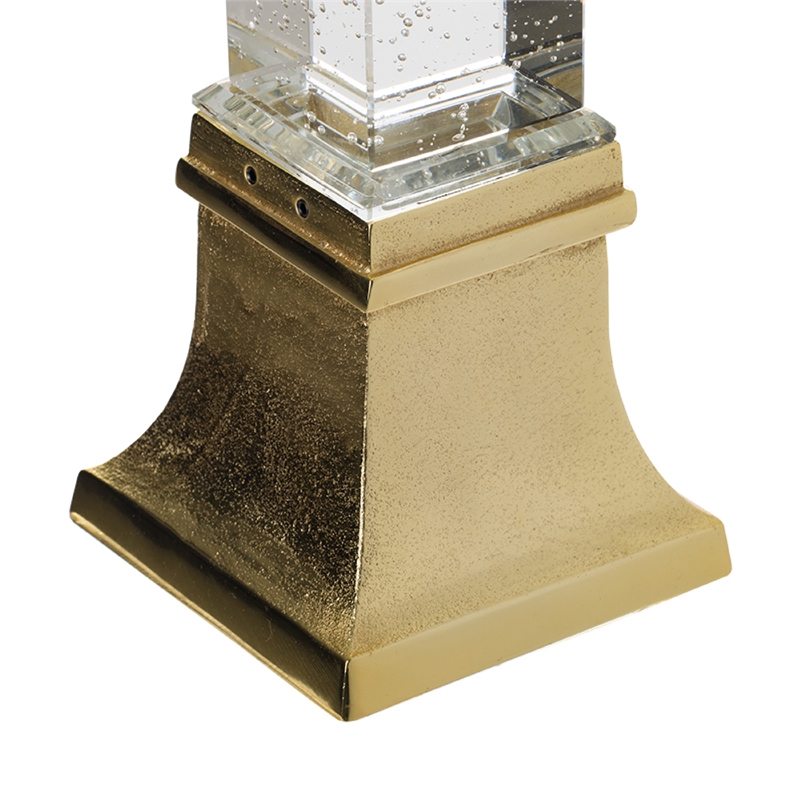 Raga Crystal Accent Lighting- Obelisk Decor Body- Gold Metal Base- 18 Inch