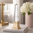 Raga Crystal Accent Lighting- Obelisk Decor Body- Gold Metal Base- 18 Inch