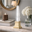 Raga Crystal Accent Lighting- Obelisk Decor Body- Gold Metal Base- 18 Inch