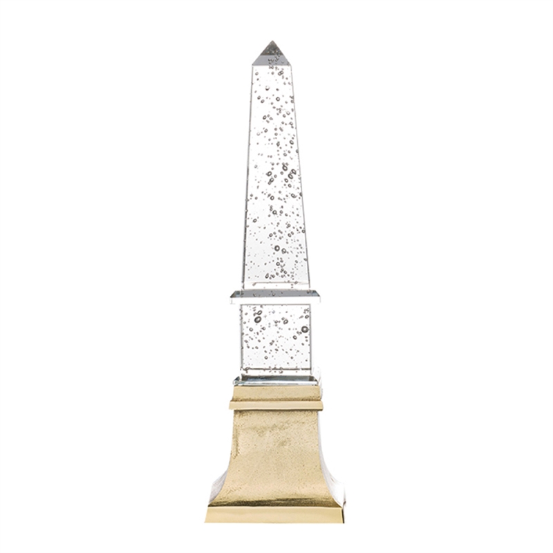 Raga Crystal Accent Lighting- Obelisk Decor Body- Gold Metal Base- 21 Inch