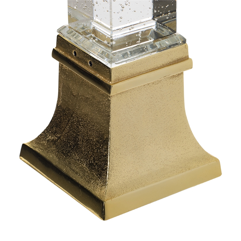Raga Crystal Accent Lighting- Obelisk Decor Body- Gold Metal Base- 21 Inch