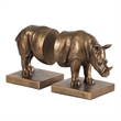 Nimy Decorative Bookend Set of 2- Jungle Rhinoceros- Bronze Polyresin