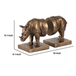 Nimy Decorative Bookend Set of 2- Jungle Rhinoceros- Bronze Polyresin