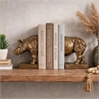 Nimy Decorative Bookend Set of 2- Jungle Rhinoceros- Bronze Polyresin