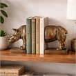 Nimy Decorative Bookend Set of 2- Jungle Rhinoceros- Bronze Polyresin