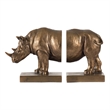 Nimy Decorative Bookend Set of 2- Jungle Rhinoceros- Bronze Polyresin