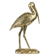 Standing Crane Figurine- 16 Inch Antique Gold Resin- Textured Feathers