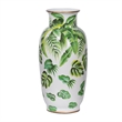Jesu Decorative Botanical Flamingo Vase- White Green Porcelain- 16 Inch