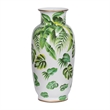 Jesu Decorative Botanical Flamingo Vase- White Green Porcelain- 16 Inch