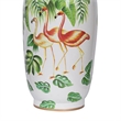 Jesu Decorative Botanical Flamingo Vase- White Green Porcelain- 16 Inch