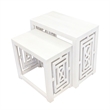 Sumo 2pc Nesting Stool Set- Rectangular Top- Lattice Cutout Sides- White