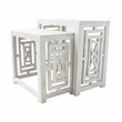 Sumo 2pc Nesting Stool Set- Rectangular Top- Lattice Cutout Sides- White