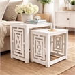 Sumo 2pc Nesting Stool Set- Rectangular Top- Lattice Cutout Sides- White