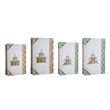 Meer Book Storage Box Set of 8- Chinoiserie Architectural Design- White