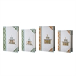 Meer Book Storage Box Set of 8- Chinoiserie Architectural Design- White