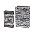 Decorative Book Storage Box Set of 2- White Black Geometric Pattern