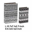 Decorative Book Storage Box Set of 2- White Black Geometric Pattern