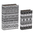 Decorative Book Storage Box Set of 2- White Black Geometric Pattern