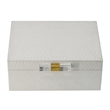 Anop 2pc Storage Box Set- Faux Snakeskin Finish- Flannel Lined- White