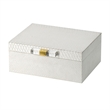 Anop 2pc Storage Box Set- Faux Snakeskin Finish- Flannel Lined- White
