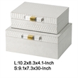 Anop 2pc Storage Box Set- Faux Snakeskin Finish- Flannel Lined- White