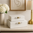 Anop 2pc Storage Box Set- Faux Snakeskin Finish- Flannel Lined- White
