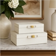 Anop 2pc Storage Box Set- Faux Snakeskin Finish- Flannel Lined- White