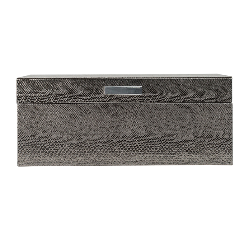 Anop 2pc Storage Box Set- Faux Snakeskin Finish- Flannel Lined- Gray