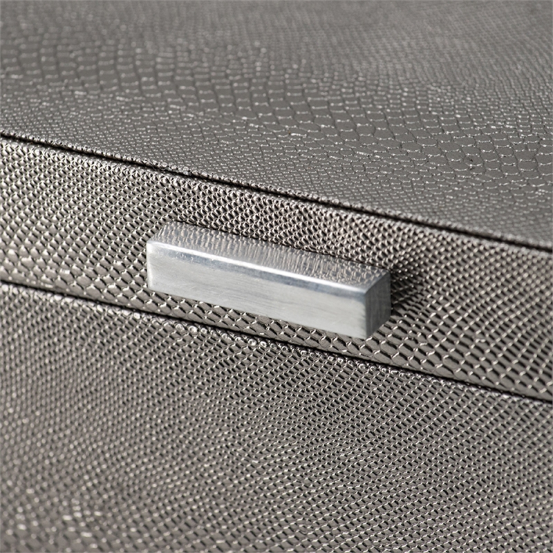 Anop 2pc Storage Box Set- Faux Snakeskin Finish- Flannel Lined- Gray