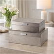 Anop 2pc Storage Box Set- Faux Snakeskin Finish- Flannel Lined- Gray