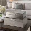 Anop 2pc Storage Box Set- Faux Snakeskin Finish- Flannel Lined- Gray