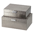 Anop 2pc Storage Box Set- Faux Snakeskin Finish- Flannel Lined- Gray