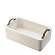 Nive Rectangular Nesting Tray Set of 5- Brown Handles- Whitewash Paulownia