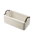 Nive Rectangular Nesting Tray Set of 5- Brown Handles- Whitewash Paulownia