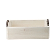 Nive Rectangular Nesting Tray Set of 5- Brown Handles- Whitewash Paulownia