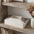 Nive Rectangular Nesting Tray Set of 5- Brown Handles- Whitewash Paulownia