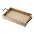 Rectangular Nesting Tray Set of 2- Beaded Edge- Whitewashed Brown Wood
