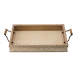 Rectangular Nesting Tray Set of 2- Beaded Edge- Whitewashed Brown Wood