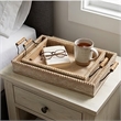 Rectangular Nesting Tray Set of 2- Beaded Edge- Whitewashed Brown Wood