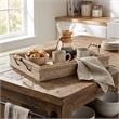 Rectangular Nesting Tray Set of 2- Beaded Edge- Whitewashed Brown Wood