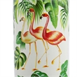 Jesu Decorative Botanical Flamingo Jar- White Green Porcelain- 18 Inch