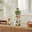 Jesu Decorative Botanical Flamingo Jar- White Green Porcelain- 18 Inch