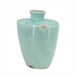 Tery Decorative Flower Vase- 10 Inch- Glazed Blue Patina Terracotta