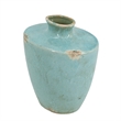 Tery Decorative Flower Vase- 10 Inch- Glazed Blue Patina Terracotta
