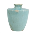 Tery Decorative Flower Vase- 10 Inch- Glazed Blue Patina Terracotta