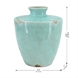 Tery Decorative Flower Vase- 10 Inch- Glazed Blue Patina Terracotta