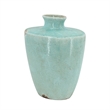 Tery Decorative Flower Vase- 12 Inch- Angled Glazed Blue Patina Terracotta