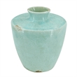 Tery Decorative Flower Vase- 12 Inch- Angled Glazed Blue Patina Terracotta