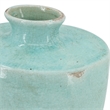 Tery Decorative Flower Vase- 12 Inch- Angled Glazed Blue Patina Terracotta