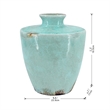 Tery Decorative Flower Vase- 12 Inch- Angled Glazed Blue Patina Terracotta